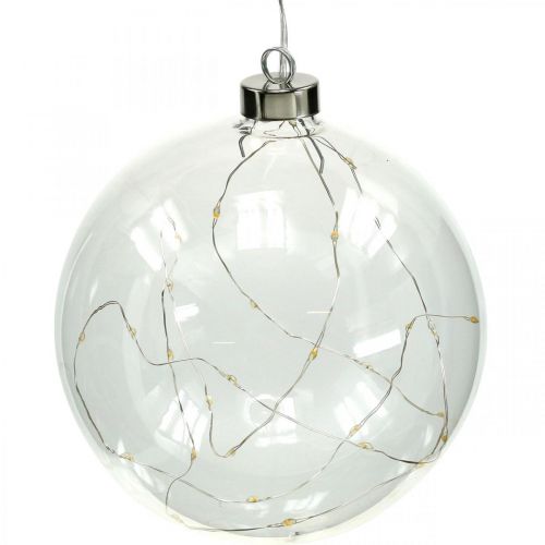 Floristik24 Christmas ball LED ball Ø15cm 30L inside warm white timer