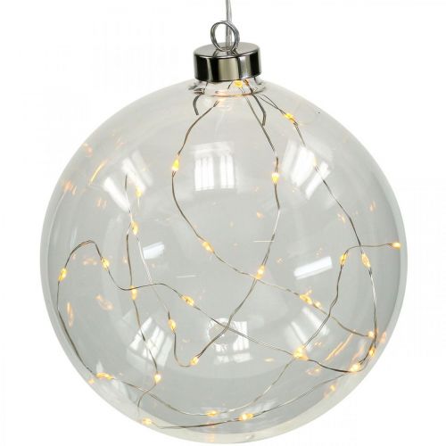 Floristik24 Christmas ball LED ball Ø15cm 30L inside warm white timer