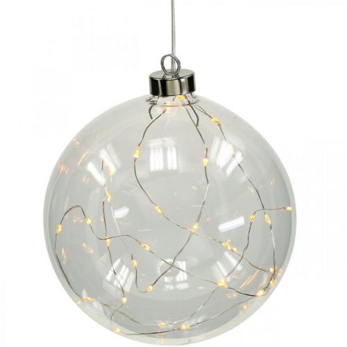 Floristik24 Christmas ball LED ball Ø10cm 15L inside warm white timer