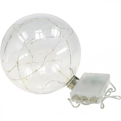 Floristik24 Christmas ball LED ball Ø15cm 30L inside warm white timer
