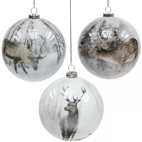 Floristik24 Christmas balls, Christmas tree ball motif deer Ø8cm 3pcs