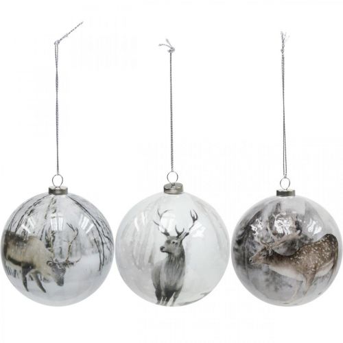 Floristik24 Christmas balls, Christmas tree ball motif deer Ø8cm 3pcs