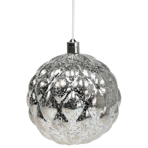 Product Ball plastic silver Ø15cm LED for batteries