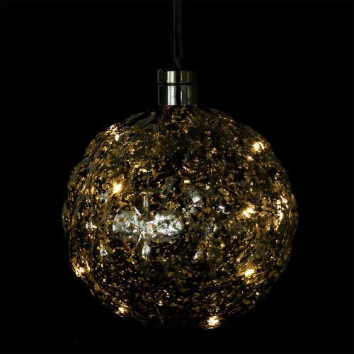 Floristik24 Ball plastic silver Ø20cm with 15 LED and batteries