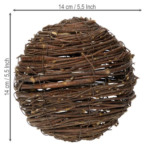 Product Vine sphere, natural brown, for decoration, Ø14cm H14cm