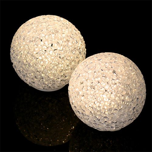 Ball with lighting large white-warm Ø9cm 4pcs