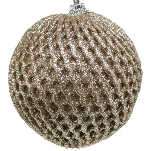 Floristik24 Christmas ball champagne honeycomb tree ball Ø8cm 6pcs