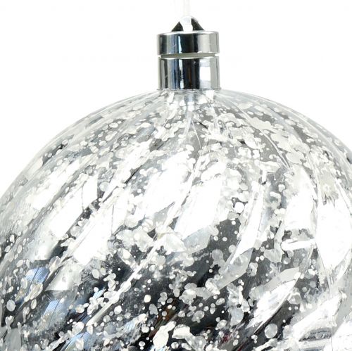 Product Ball plastic silver with lighting Ø20cm