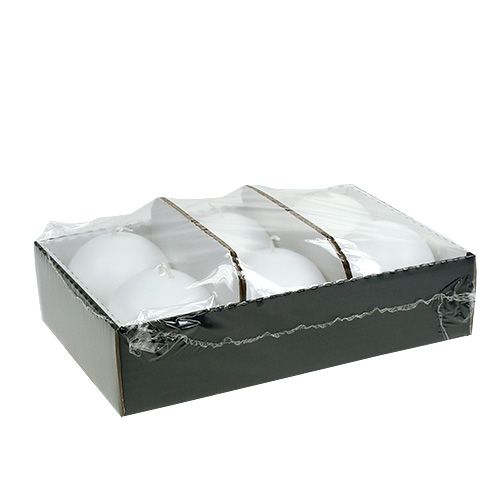 Product Set of 6 white 80mm ball candles - decorative wax candles for celebrations and a cozy atmosphere