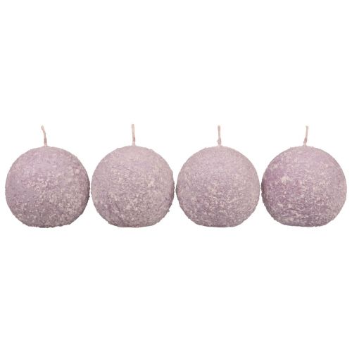 Product Round Candles Purple Snowball Glitter Ball Candles 8 cm 4pcs