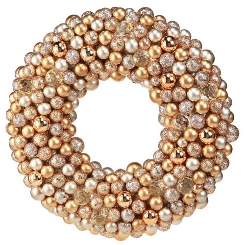Floristik24 Ball Wreath Christmas Wreath Gold Pearl Clear Ø33cm