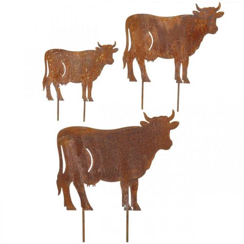 Floristik24 Cows, metal plug cow, garden decoration, patina L14.5/19/24cm set of 3