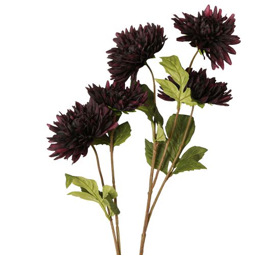 Product Artificial flower dahlia with 5 flowers in burgundy 105cm