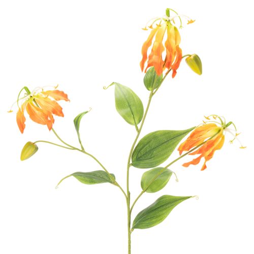 Artificial Gloriosa orange flower with long stems for vases 80cm 3pcs
