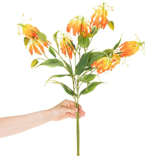 Artificial Gloriosa orange flower with long stems for vases 80cm 3pcs | Floristik24.ie