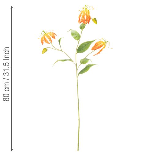 Artificial Gloriosa orange flower with long stems for vases 80cm 3pcs | Floristik24.ie