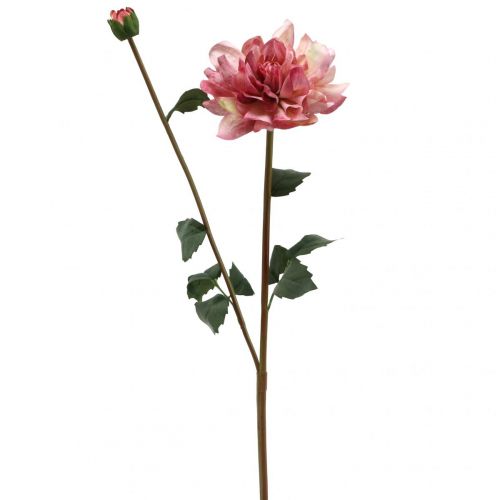 Artificial flower dahlia pink blossom with bud H57cm