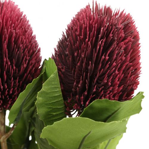 Artificial flowers, Banksia, Proteaceae wine red L58cm H6cm 3pcs