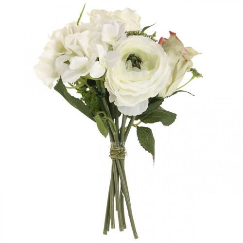 Floristik24 Artificial flowers deco bouquet roses ranunculus hydrangea H23cm