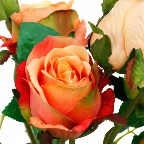 Floristik24 Artificial flowers, bouquet of roses, table decorations, silk flowers, artificial roses yellow-orange