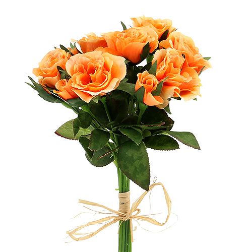 Floristik24 Artificial flowers rose bouquet orange L26cm 3pcs