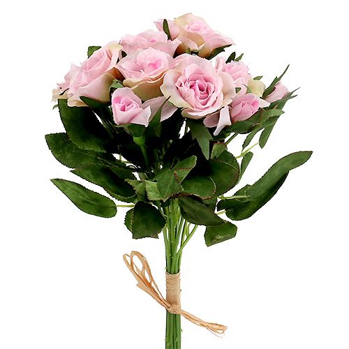 Floristik24 Artificial flowers rose bouquet pink L26cm 3pcs