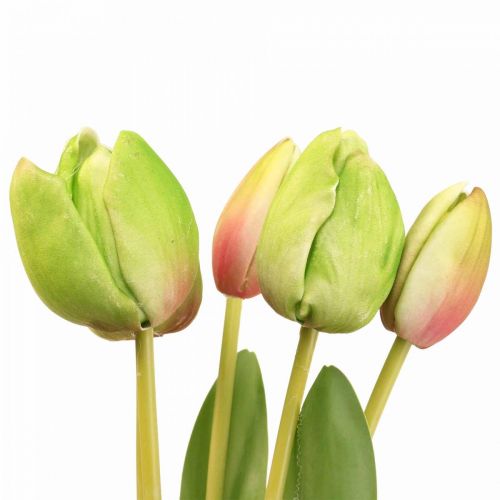 Product Artificial flowers tulip green, spring flower 48cm bundle of 5