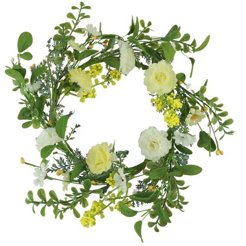 Floristik24 Artificial flower wreath artificial white yellow cream Ø40cm