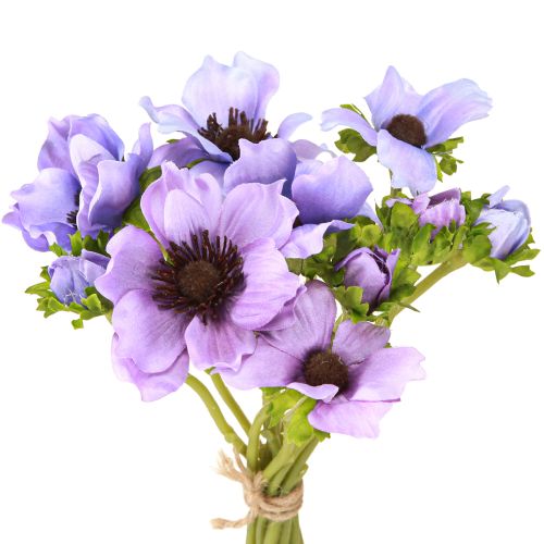 Product Artificial Flower Bouquet Anemone Windflower Blue Purple L28cm