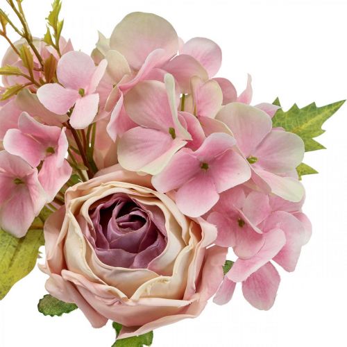 Product Artificial bouquet, hydrangea bouquet with roses pink 32cm