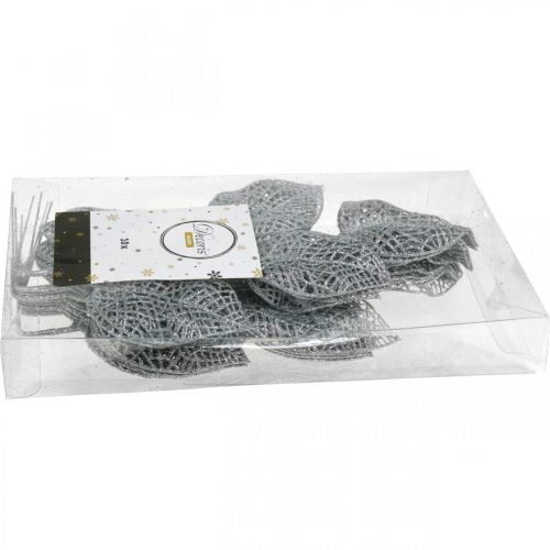 Product Artificial Plants, Branch Decoration, Decorative Leaf Silver Glitter L36cm 10 Pcs