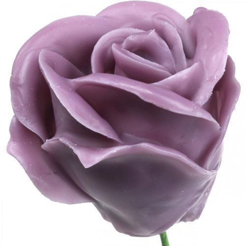Product Artificial roses lilac wax roses decorative roses wax Ø6cm 18 pcs