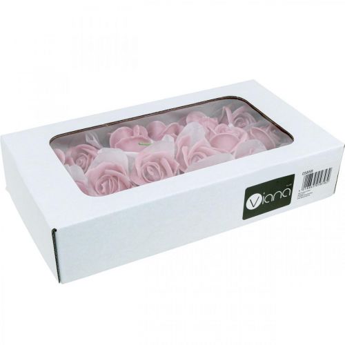 Product Artificial roses pink wax roses decorative roses wax Ø6cm 18 pcs