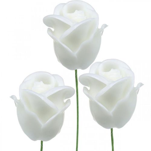 Product Artificial roses white wax roses decorative roses wax Ø6cm 18 pcs