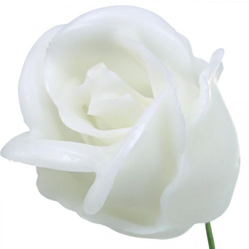Product Artificial roses white wax roses decorative roses wax Ø6cm 18 pcs