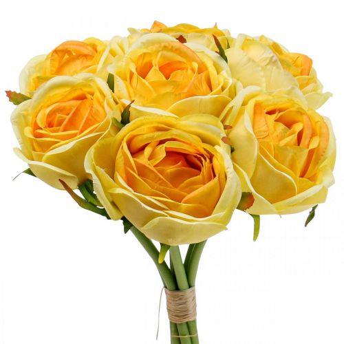Artificial Roses Yellow Artificial Roses Silk Flowers 28cm 7pcs