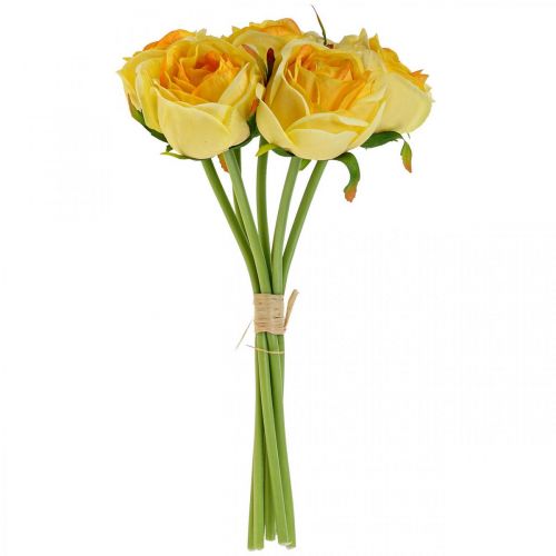 Floristik24 Artificial Roses Yellow Artificial Roses Silk Flowers 28cm 7pcs