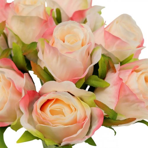 Artificial roses pink apricot Artificial roses 28cm bunch 9 pieces