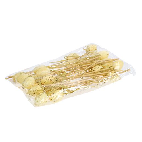 Floristik24 Plastic quail eggs on wooden stick 4cm 24pcs