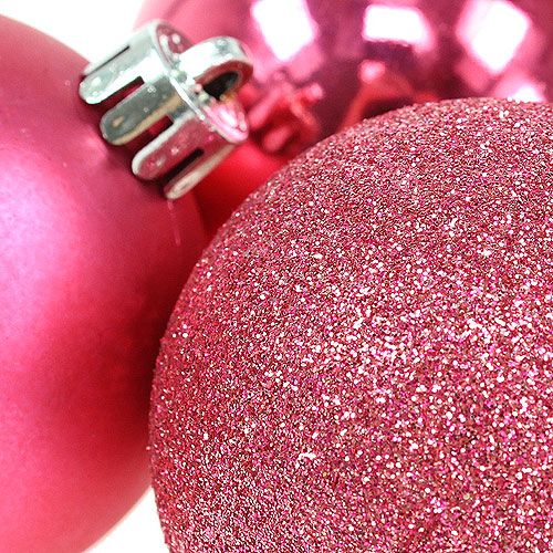 Product Christmas ball plastic pink Ø5cm 9pcs
