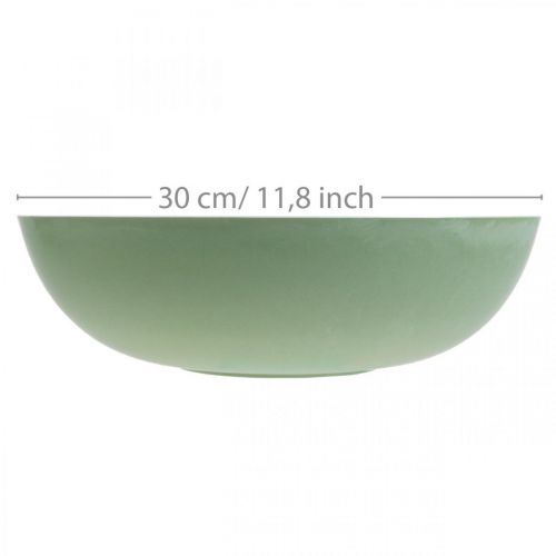 Product Round planter, flower decoration, plastic bowl, container for arrangements, green, mottled white, H8.5cm, Ø30cm