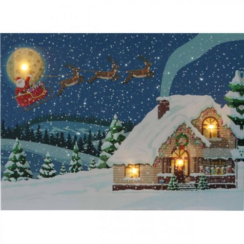 Product LED picture Christmas Santa Claus with sleigh LED wall picture 38x28cm
