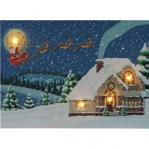 Floristik24 LED picture Christmas Santa Claus with sleigh LED wall picture 38x28cm