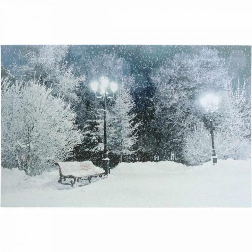 Floristik24 LED picture Christmas winter landscape with park bench LED mural 58x38cm