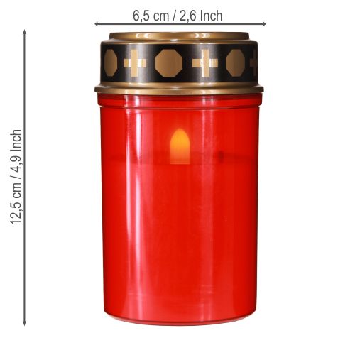 Product LED grave light with timer cemetery candle for battery red H12.5cm