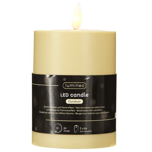 Floristik24 LED Candle Outdoor Timer Flame Effect Green Beige H12cm