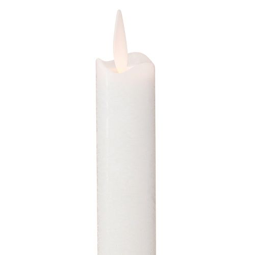 Floristik24 LED Candle Wax Taper Candles White For Battery 24cm 2 Pcs