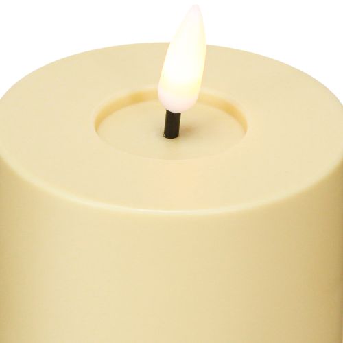 Product LED candle with timer green beige outdoor Ø7.5cm H18cm