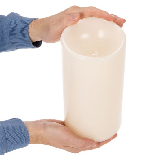 Large LED candle for battery operation with timer, warm white, outdoor, 25cm | Floristik24.ie
