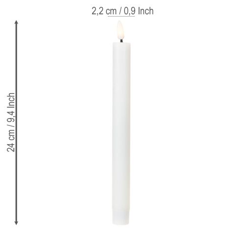 Product LED candles white taper candles wax warm white 24.5cm 2 pieces